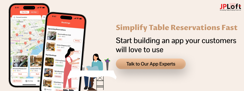 Create an Restaurant Booking App CTA